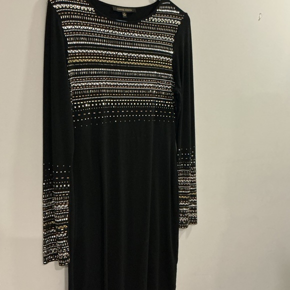 Cynthia Steffe Black Long Sleeve Embellished Studded Shift Dress SIZE M - Picture 4 of 6